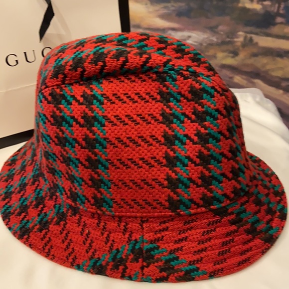 BNWT Authentic Gucci Hounds Tooth Wool Bucket Hat - Picture 3 of 14